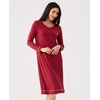 GYS Bamboo Viscose Nightgowns for Women Soft Long Sleeve V-Neck Sleep Shirt(Wine)