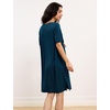 GYS Bamboo Viscose Short Sleeve Nightgowns for Women(Ink Blue)