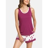 GYS Bamboo Viscose Tank Pajamas for Women Cooling Pjs Set for Hot Flashes(D- Deep Purple)