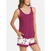 GYS Bamboo Viscose Tank Pajamas for Women Cooling Pjs Set for Hot Flashes(D- Deep Purple)