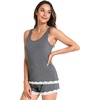 GYS Bamboo Viscose Tank Pajamas for Women Cooling Pjs Set for Hot Flashes(Dark Heather Grey)
