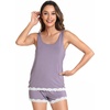 GYS Bamboo Viscose Tank Pajamas for Women Cooling Pjs Set for Hot Flashes(Violet)