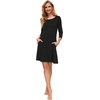 GYS Women’s Bamboo Viscose 3/4 Sleeve V-neck Nightgown(Black)