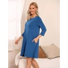 GYS Women’s Bamboo Viscose 3/4 Sleeve V-neck Nightgown(Prussian Blue)
