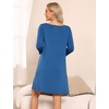 GYS Women’s Bamboo Viscose 3/4 Sleeve V-neck Nightgown(Prussian Blue)