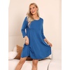 GYS Women’s Bamboo Viscose 3/4 Sleeve V-neck Nightgown(Prussian Blue)