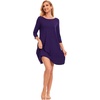 GYS Women’s Bamboo Viscose 3/4 Sleeve V-neck Nightgown(Purple)