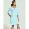 GYS Women’s Bamboo Viscose Cooling 3/4 Sleeve Scoopneck Nightgown(Aqua)