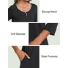 GYS Women’s Bamboo Viscose Cooling 3/4 Sleeve Scoopneck Nightgown(Black)