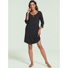 GYS Women’s Bamboo Viscose Cooling 3/4 Sleeve Scoopneck Nightgown(Black)