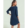 GYS Women’s Bamboo Viscose Cooling 3/4 Sleeve Scoopneck Nightgown(Ink Blue)