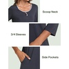 GYS Women’s Bamboo Viscose Cooling 3/4 Sleeve Scoopneck Nightgown(Midnight Blue)