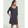 GYS Women’s Bamboo Viscose Cooling 3/4 Sleeve Scoopneck Nightgown(Midnight Blue)