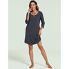 GYS Women’s Bamboo Viscose Cooling 3/4 Sleeve Scoopneck Nightgown(Midnight Blue)