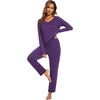 GYS Women’s Bamboo Viscose Long Sleeve Pajamas Set(Purple)