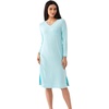 GYS Bamboo Viscose Nightgowns for Women Soft Long Sleeve V-Neck Sleep Shirt(Aqua)
