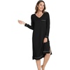 GYS Bamboo Viscose Nightgowns for Women Soft Long Sleeve V-Neck Sleep Shirt(Black)