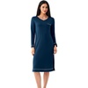 GYS Bamboo Viscose Nightgowns for Women Soft Long Sleeve V-Neck Sleep Shirt(Ink Blue)