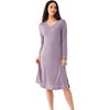GYS Bamboo Viscose Nightgowns for Women Soft Long Sleeve V-Neck Sleep Shirt(Violet)