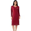 GYS Bamboo Viscose Nightgowns for Women Soft Long Sleeve V-Neck Sleep Shirt(Wine)