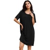 GYS Bamboo Viscose Short Sleeve Nightgowns for Women(Black)