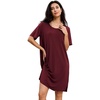 GYS Bamboo Viscose Short Sleeve Nightgowns for Women(Wine Red)
