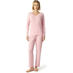 GYS Women’s Bamboo Viscose Long Sleeve Pajamas Set(Pink)