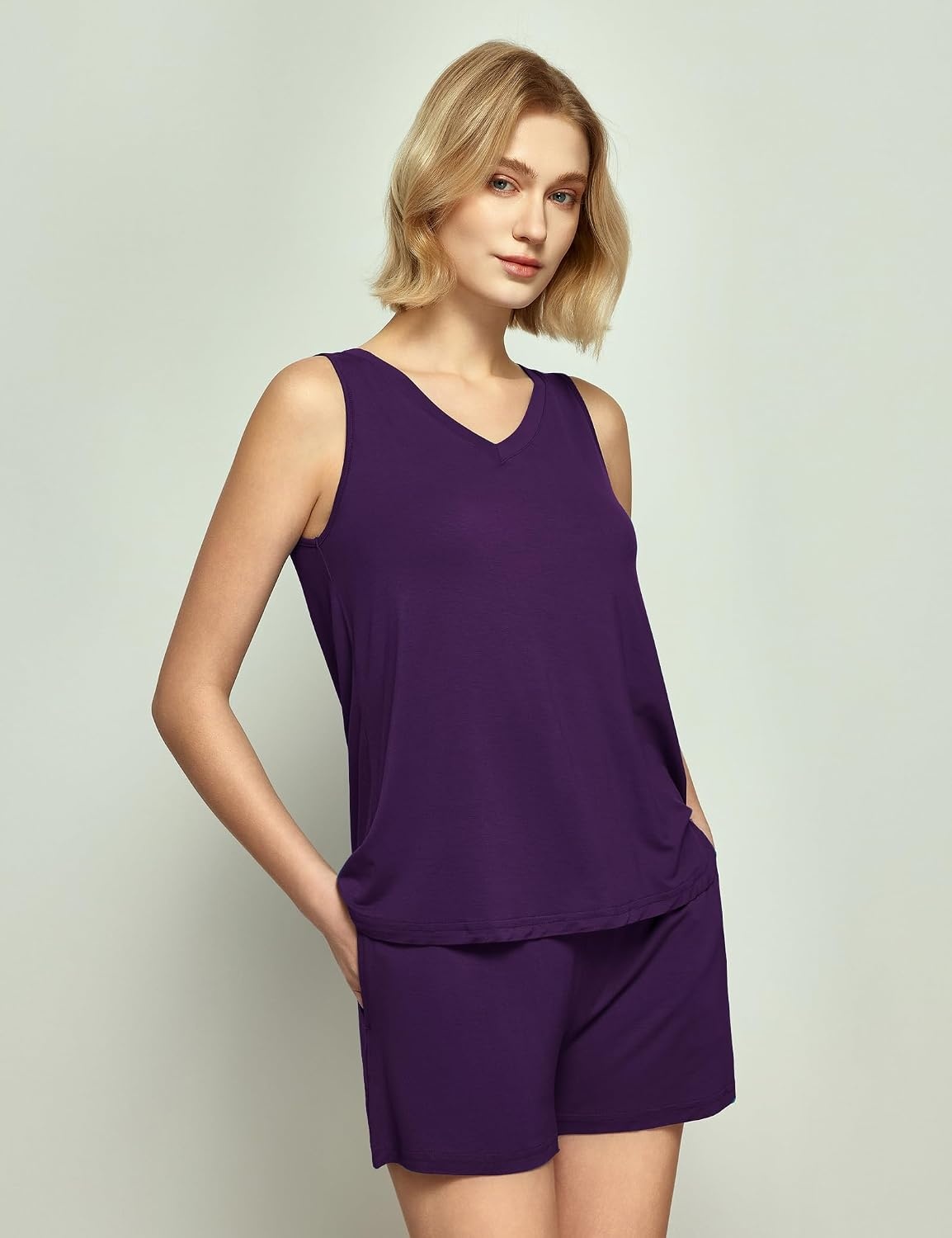 image:imageGYS Womens Bamboo Viscose Cooling Tank Pajama SetDeep Purple