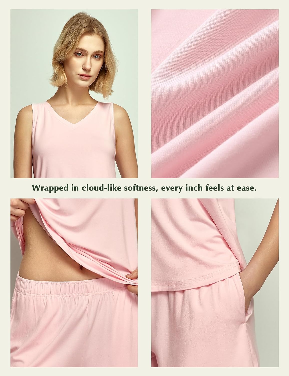image:imageGYS Womens Bamboo Viscose Cooling Tank Pajama SetPink