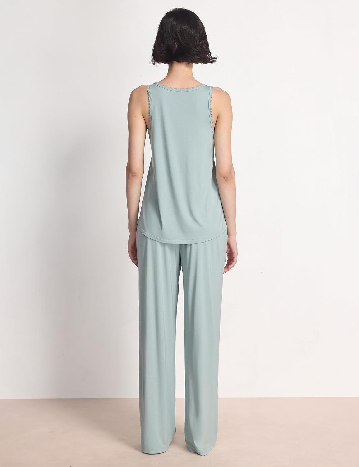 image:imageGYS Womens Bamboo Viscose Cooling U Neck Tank Pajama SetLight Greyish Green