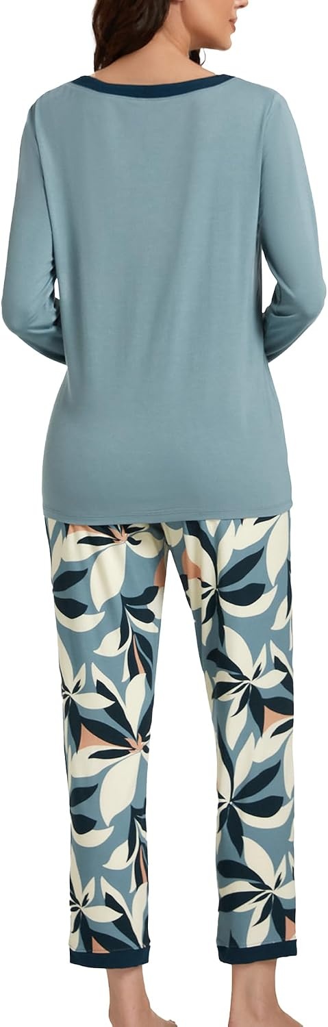 image:imageGYS Womens Bamboo Viscose Long Sleeve Pajamas Set