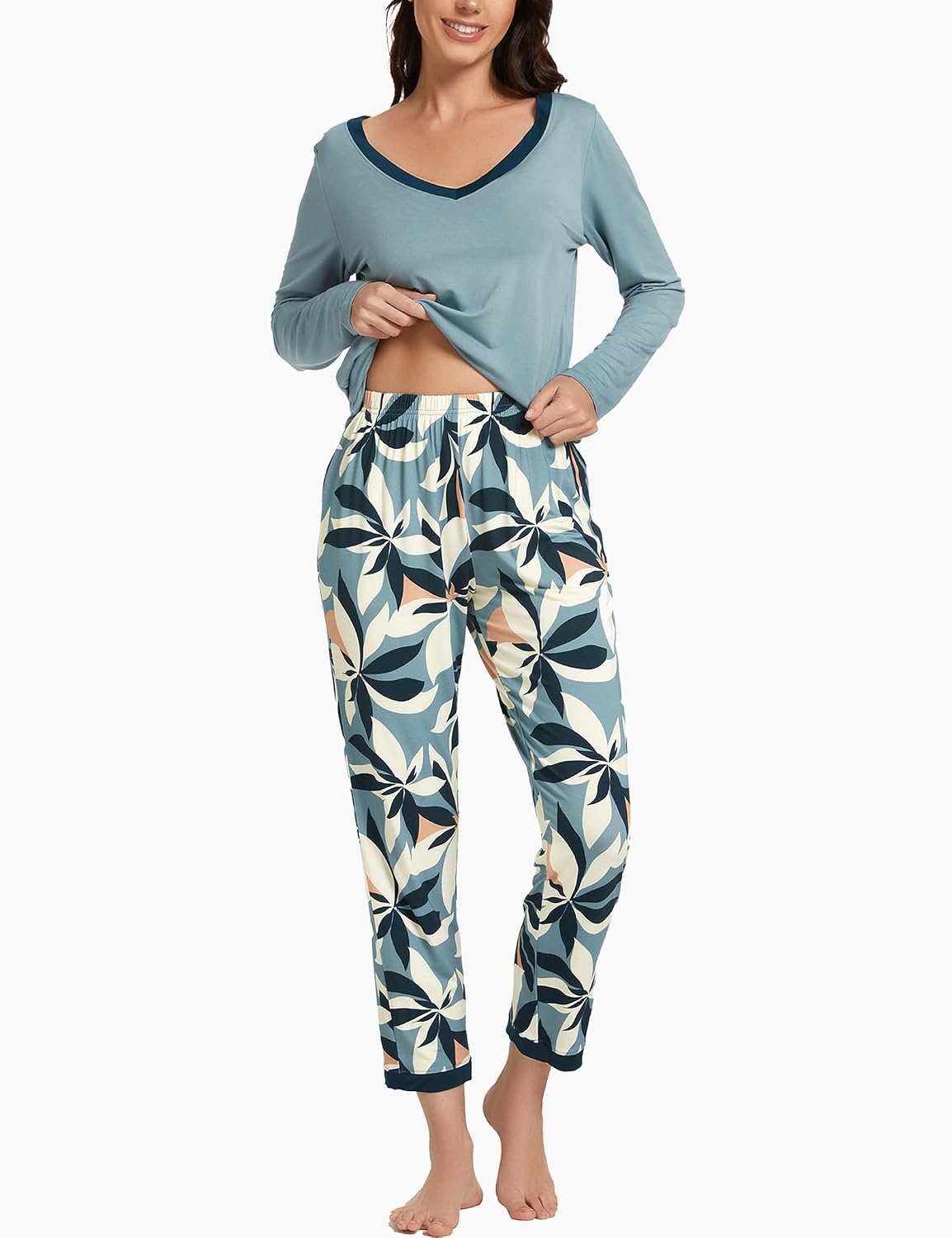 image:imageGYS Womens Bamboo Viscose Long Sleeve Pajamas Set
