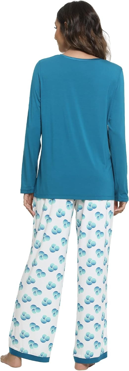 image:imageGYS Womens Bamboo Viscose Long Sleeve Pajamas SetBlueBubble