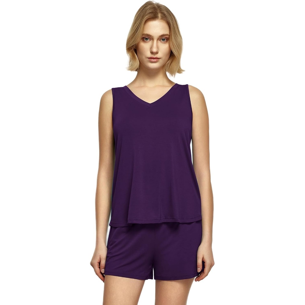 image:imageGYS Womens Bamboo Viscose Cooling Tank Pajama SetDeep Purple
