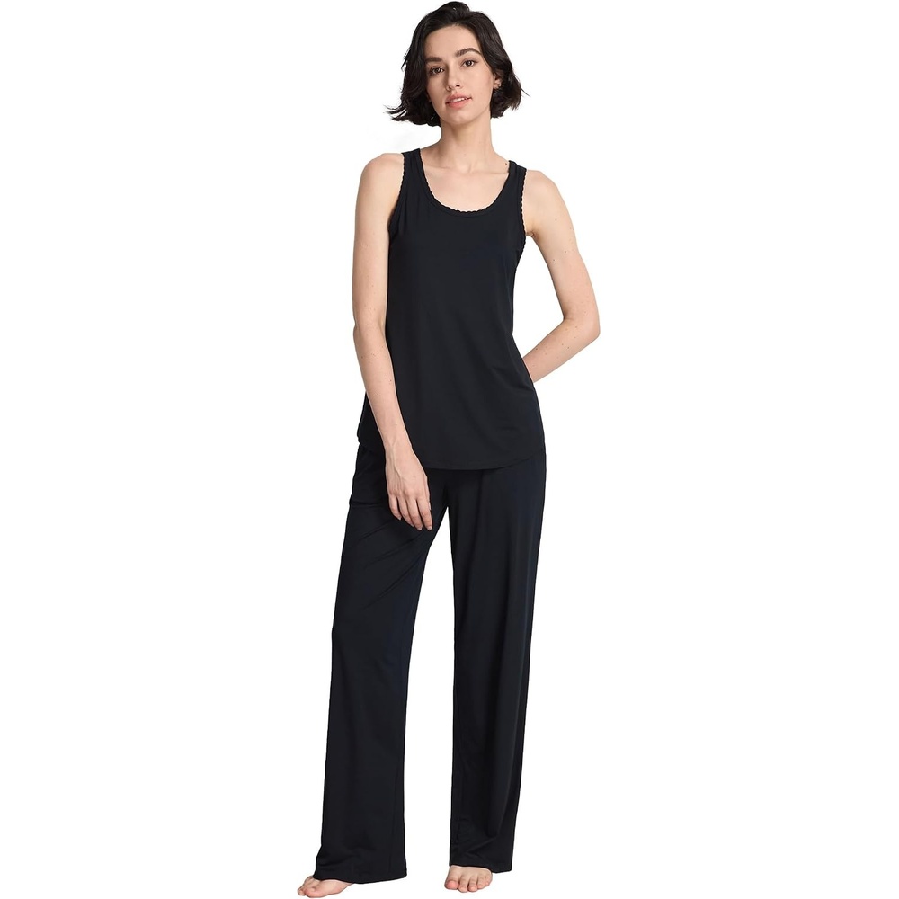 image:imageGYS Womens Bamboo Viscose Cooling U Neck Tank Pajama SetBlack