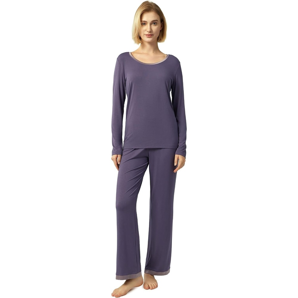image:imageGYS Womens Bamboo Viscose Long Sleeve Pajamas SetAir Purple