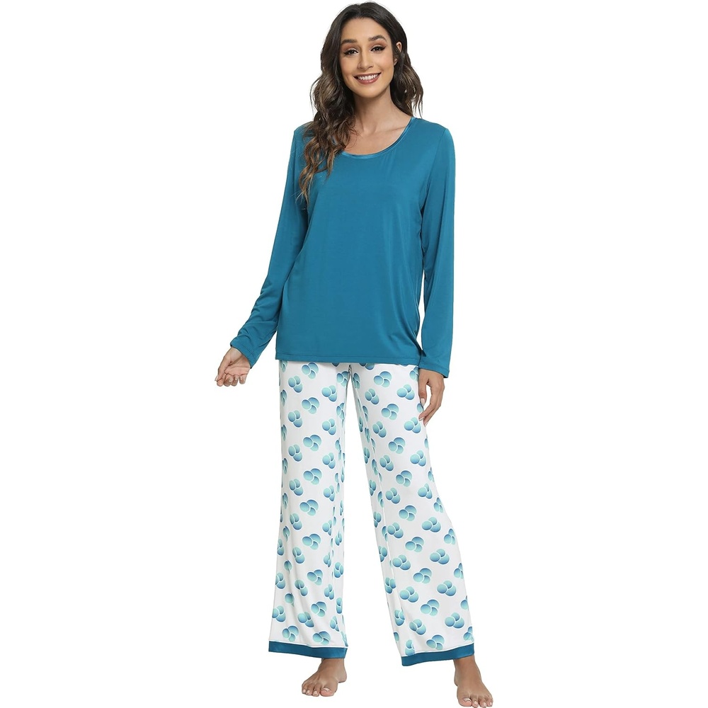 image:imageGYS Womens Bamboo Viscose Long Sleeve Pajamas SetBlueBubble