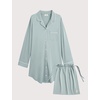 GYS Bamboo Viscose Long Sleeve Nightgowns for Women(Light Greyish Green)