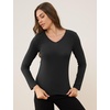 GYS Bamboo Viscose Women’s Pajama Tops, V-Neck Long Sleeve Base Layer Tees(V Neck-black)