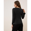 GYS Bamboo Viscose Women’s Pajama Tops, V-Neck Long Sleeve Base Layer Tees(V Neck-black)