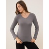 GYS Bamboo Viscose Women’s Pajama Tops, V-Neck Long Sleeve Base Layer Tees(V Neck-grey)