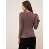 GYS Bamboo Viscose Women’s Pajama Tops, V-Neck Long Sleeve Base Layer Tees(V Neck-khaki)