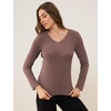 GYS Bamboo Viscose Women’s Pajama Tops, V-Neck Long Sleeve Base Layer Tees(V Neck-khaki)