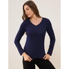 GYS Bamboo Viscose Women’s Pajama Tops, V-Neck Long Sleeve Base Layer Tees(V Neck-navy)