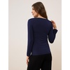 GYS Bamboo Viscose Women’s Pajama Tops, V-Neck Long Sleeve Base Layer Tees(V Neck-navy)