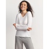 GYS Bamboo Viscose Women’s Pajama Tops, V-Neck Long Sleeve Base Layer Tees(V Neck-white)