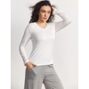 GYS Bamboo Viscose Women’s Pajama Tops, V-Neck Long Sleeve Base Layer Tees(V Neck-white)