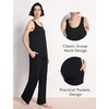 GYS Women’s Bamboo Viscose Cooling U Neck Tank Pajama Set(Black)