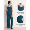 GYS Women’s Bamboo Viscose Cooling U Neck Tank Pajama Set(Ink Blue)