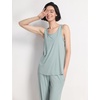 GYS Women’s Bamboo Viscose Cooling U Neck Tank Pajama Set(Light Greyish Green)
